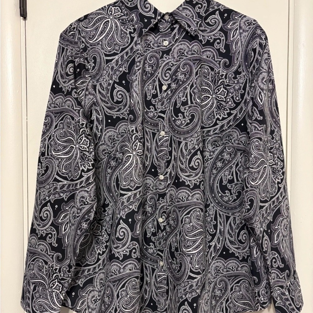 Ralph Lauren Black and White Paisley Shirt Jacket
